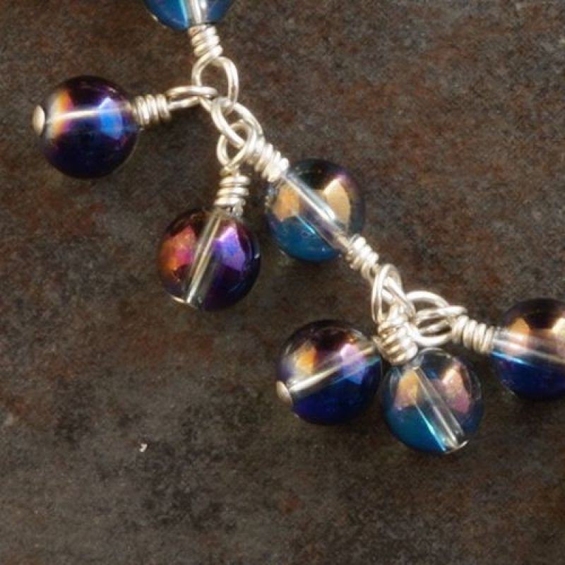 Handmade sterling silver purple mystic quartz charm bracelet