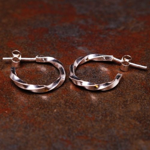 Handcrafted Twisted Sterling Silver Hoops