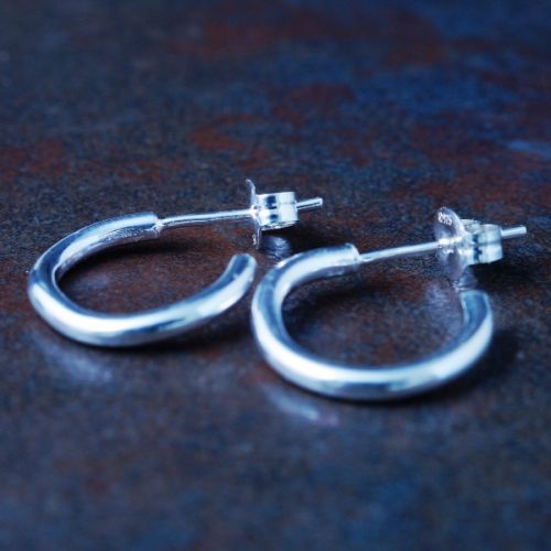 Handcrafted Small Sterling Silver Round Hoops
