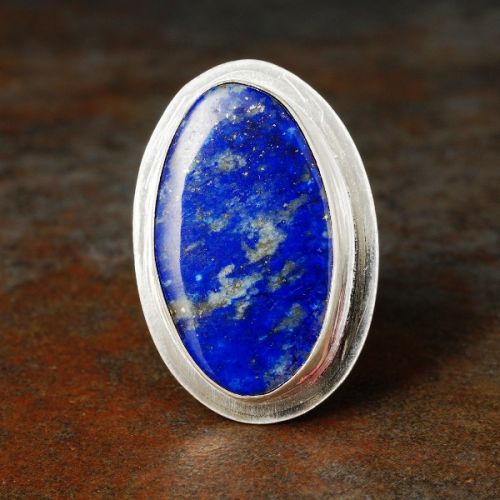 Handcrafted Sterling Silver Oval Lapis Lazuli Ring