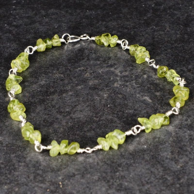 Peridot Chip Anklet Full View