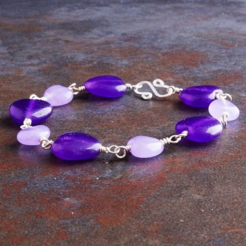 Heart Lavender & Purple Jade Bracelet 01 Full View