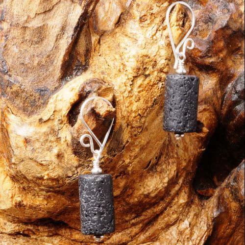 Lava Rock Earrings 01 Full View