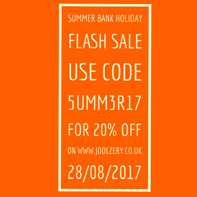 Joolzery Summer Bank Holiday Flash Sale Code