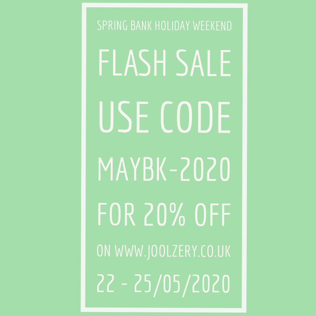 Joolzery 2020 May Spring Bank Holiday Weekend Flash Sale Voucher