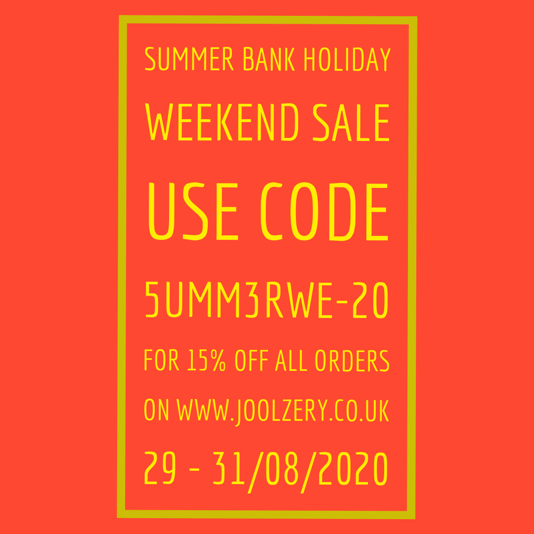 Joolzery 2020 Summer Bank Holiday Weekend Sale Voucher