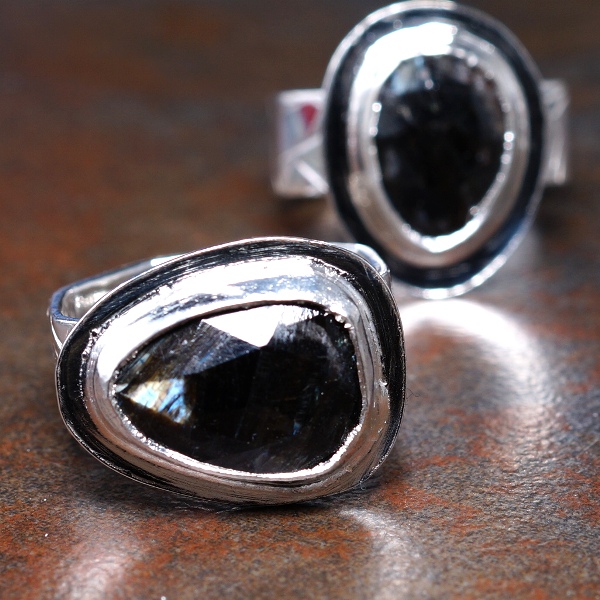 Elegant marquis Fire Agate cabochon and recycled fine and sterling silver setting for my grounding and karmic protection pendant