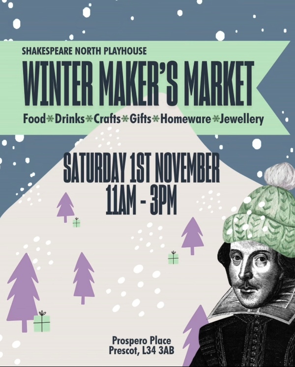 2025 Shakespeare North Playhouse Winter Makers Market flyer
