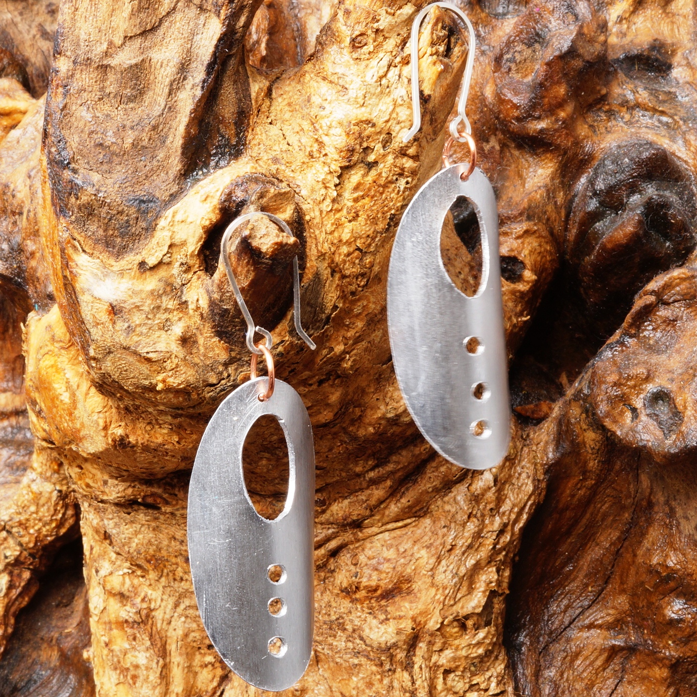 Handmade Alumimium Copper earrings with sterling silver earwires