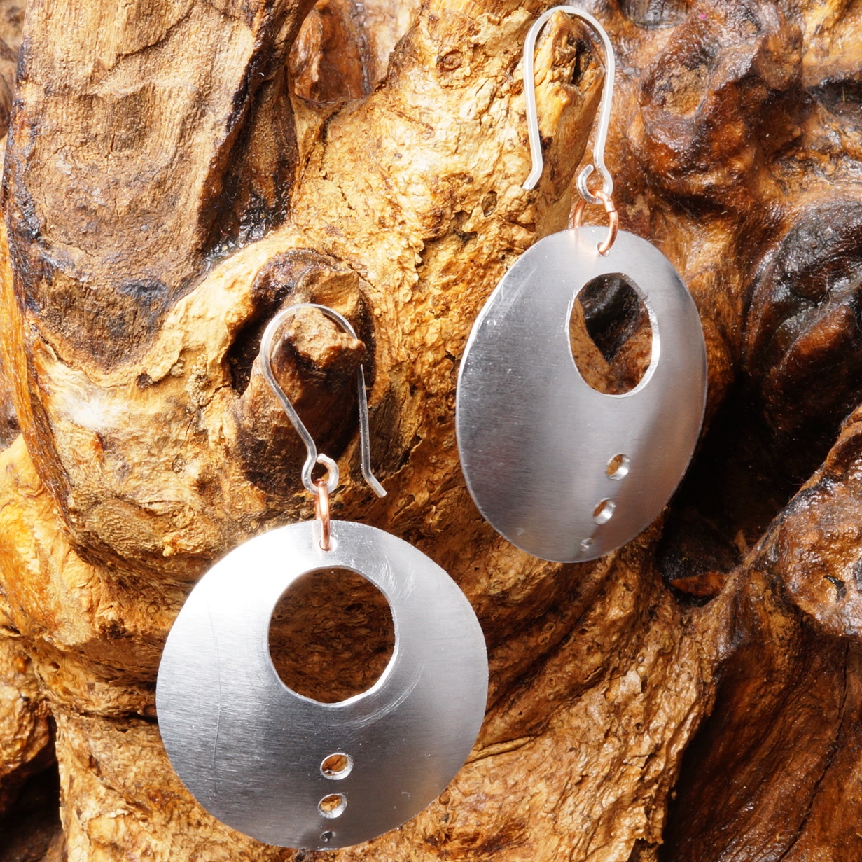 Handmade Alumimium Copper earrings with sterling silver earwires