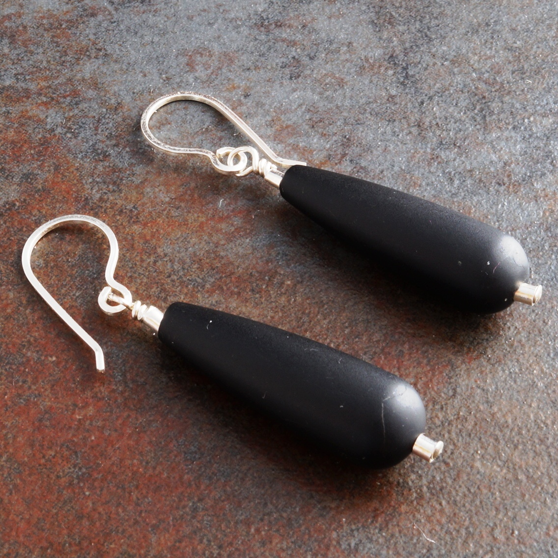 Handmade Sterling Silver Black Onyx Earrings 01