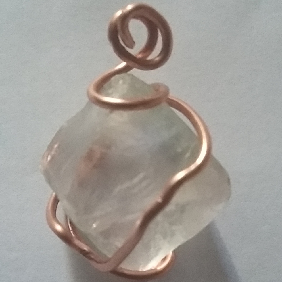 Handmade copper wire wrapped Flourite Pendant