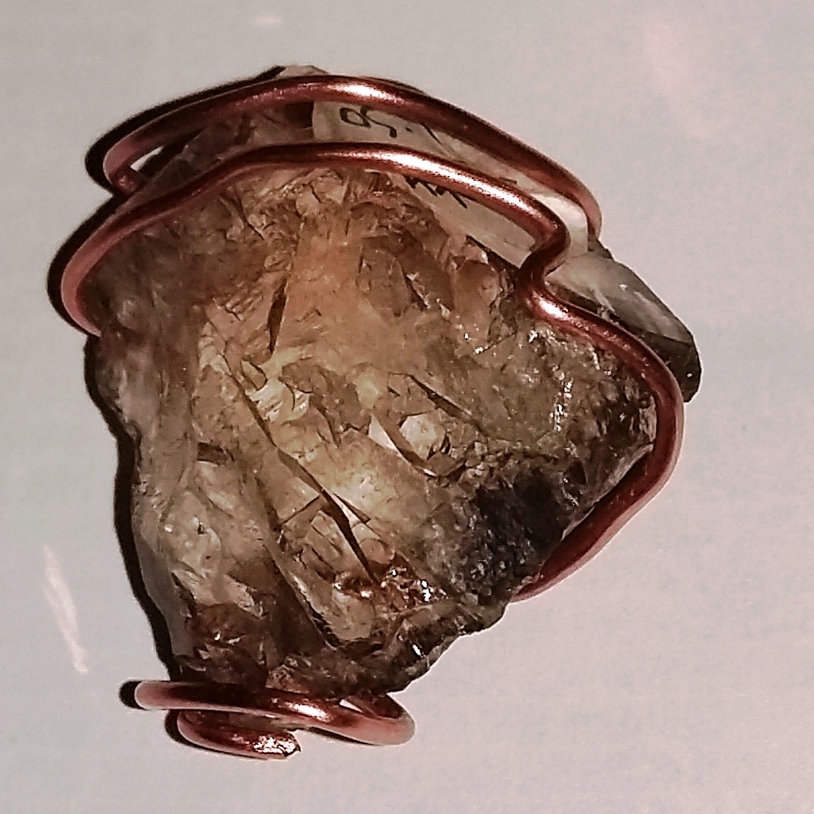 Handmade copper wire wrapped Smokey Quartz Pendant