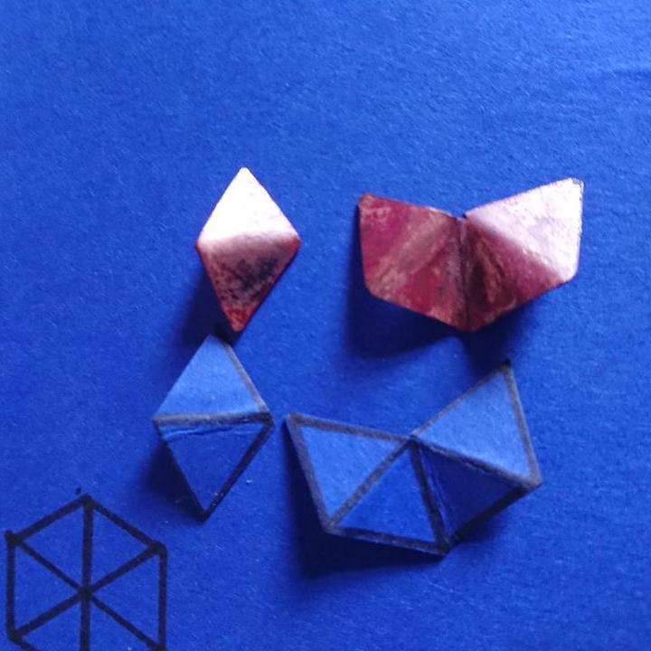 First stage of creating the asymmetric copper stud earrings