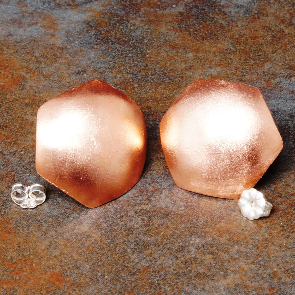 Handmade Convex Large Copper Hexagonal Satin Studs