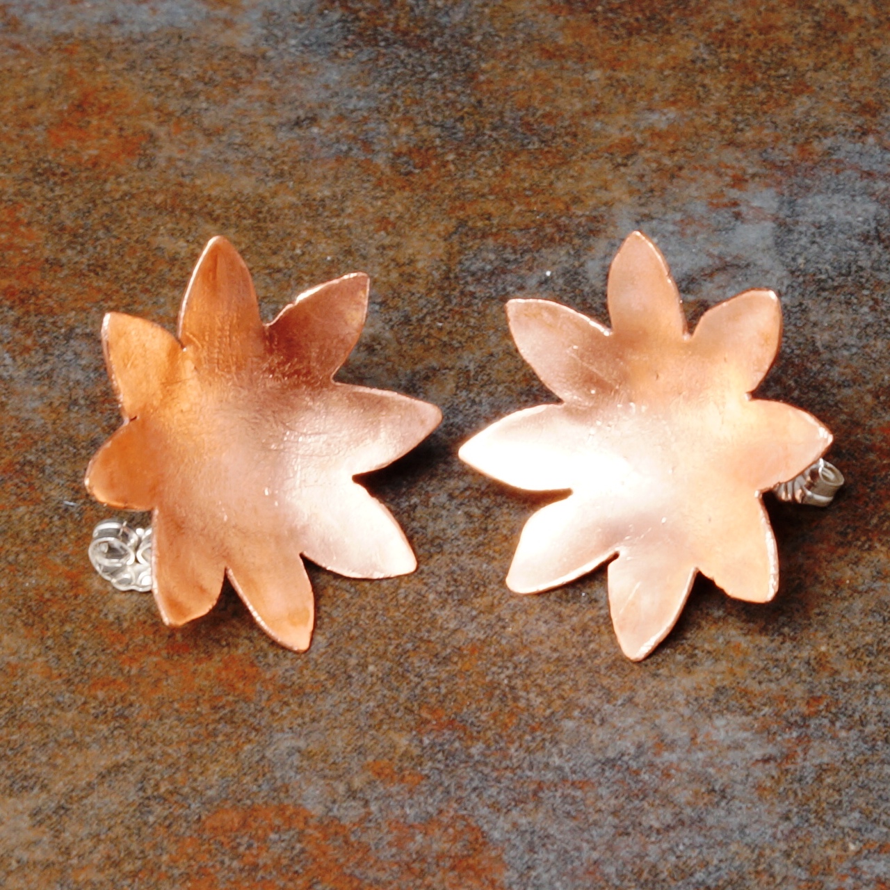 Handmade Copper Flower Satin studs