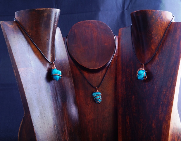 Handmade Copper Wire Wrapped Turquoise Pendants