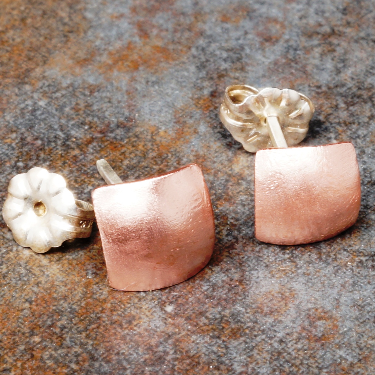 Handmade square copper domed studs