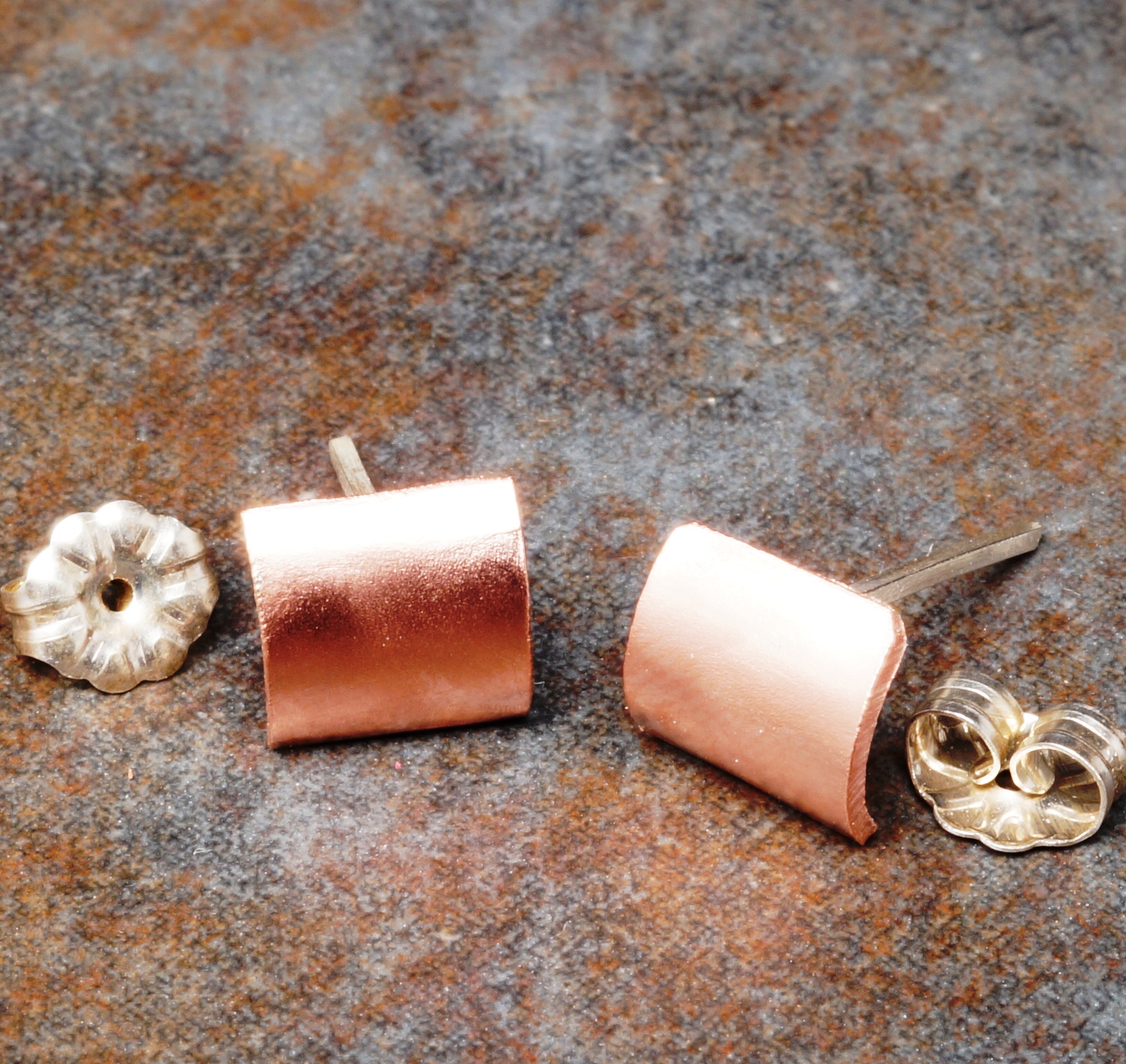 Handmade small copper swaged studs