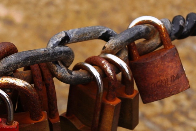 Rusted Padlocks on a chain