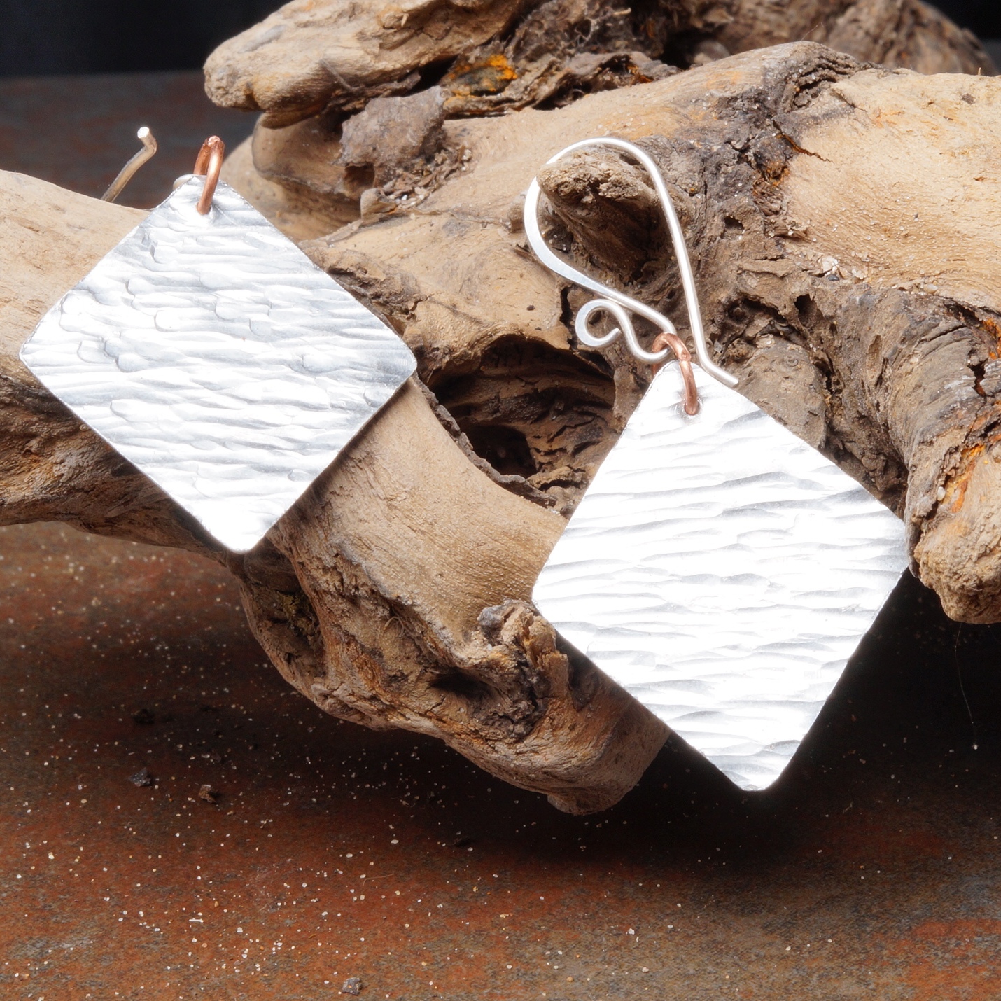 Minimal Aluminum Dangle Earrings with Sterling SIlver ear wires