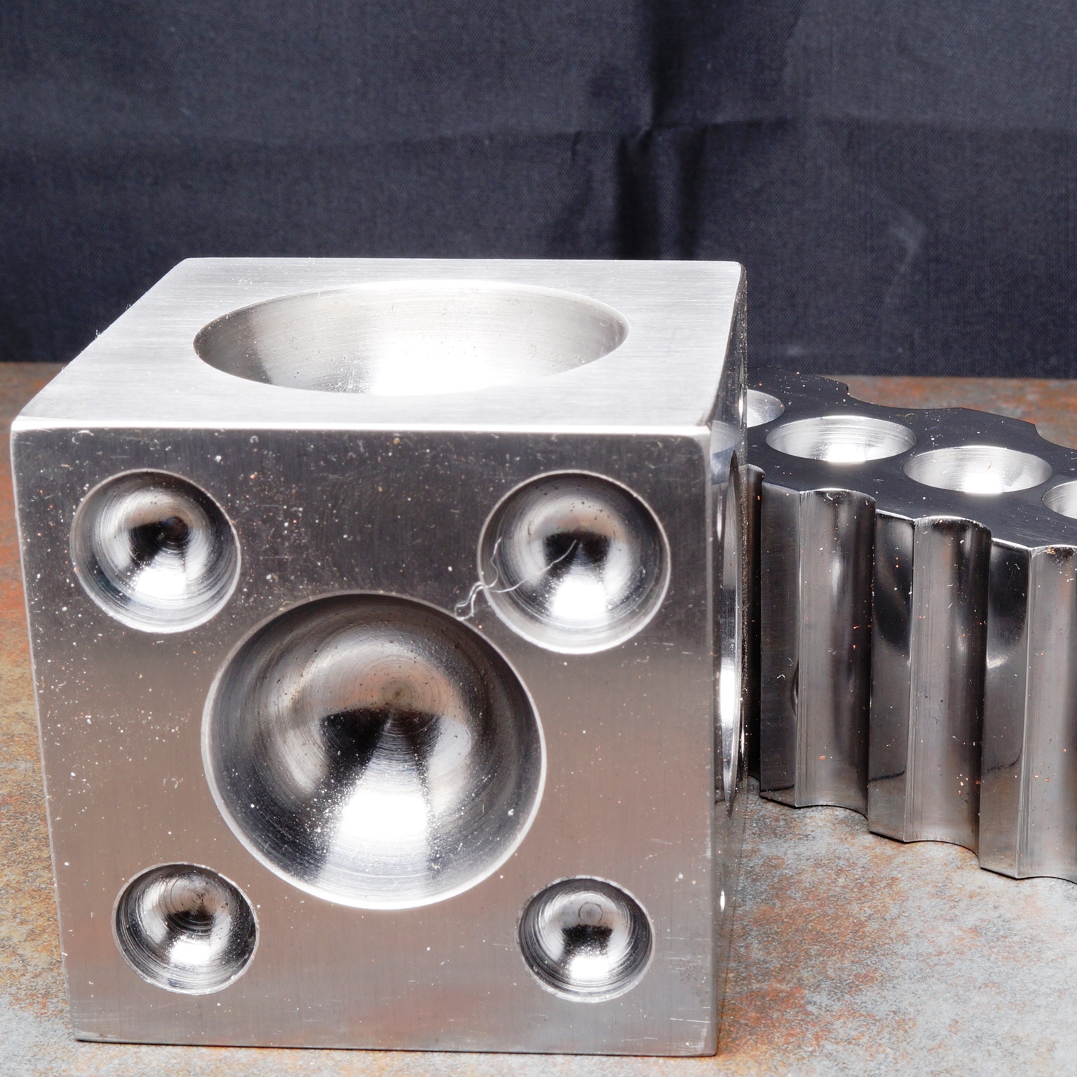 Metal smithing doming cube and swaging block