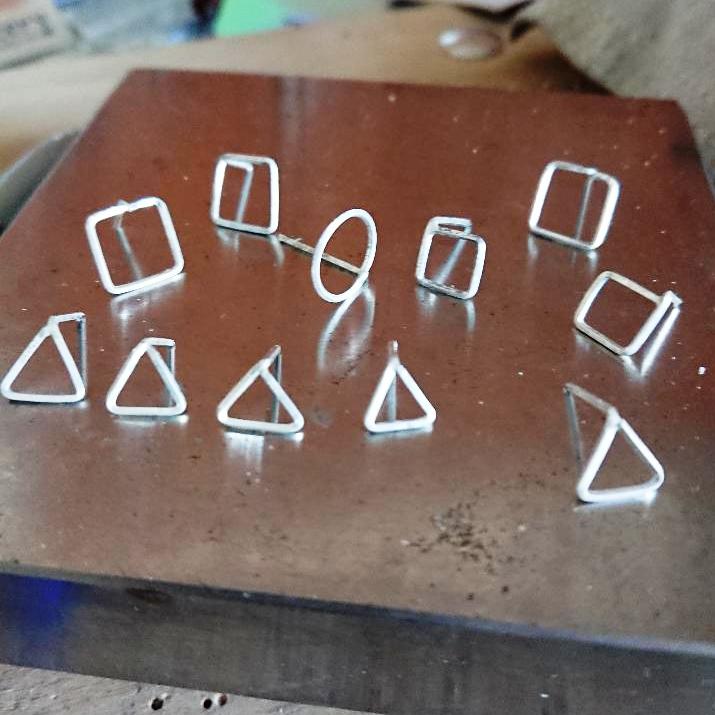 Handmade Sterling silver geometric stud collection