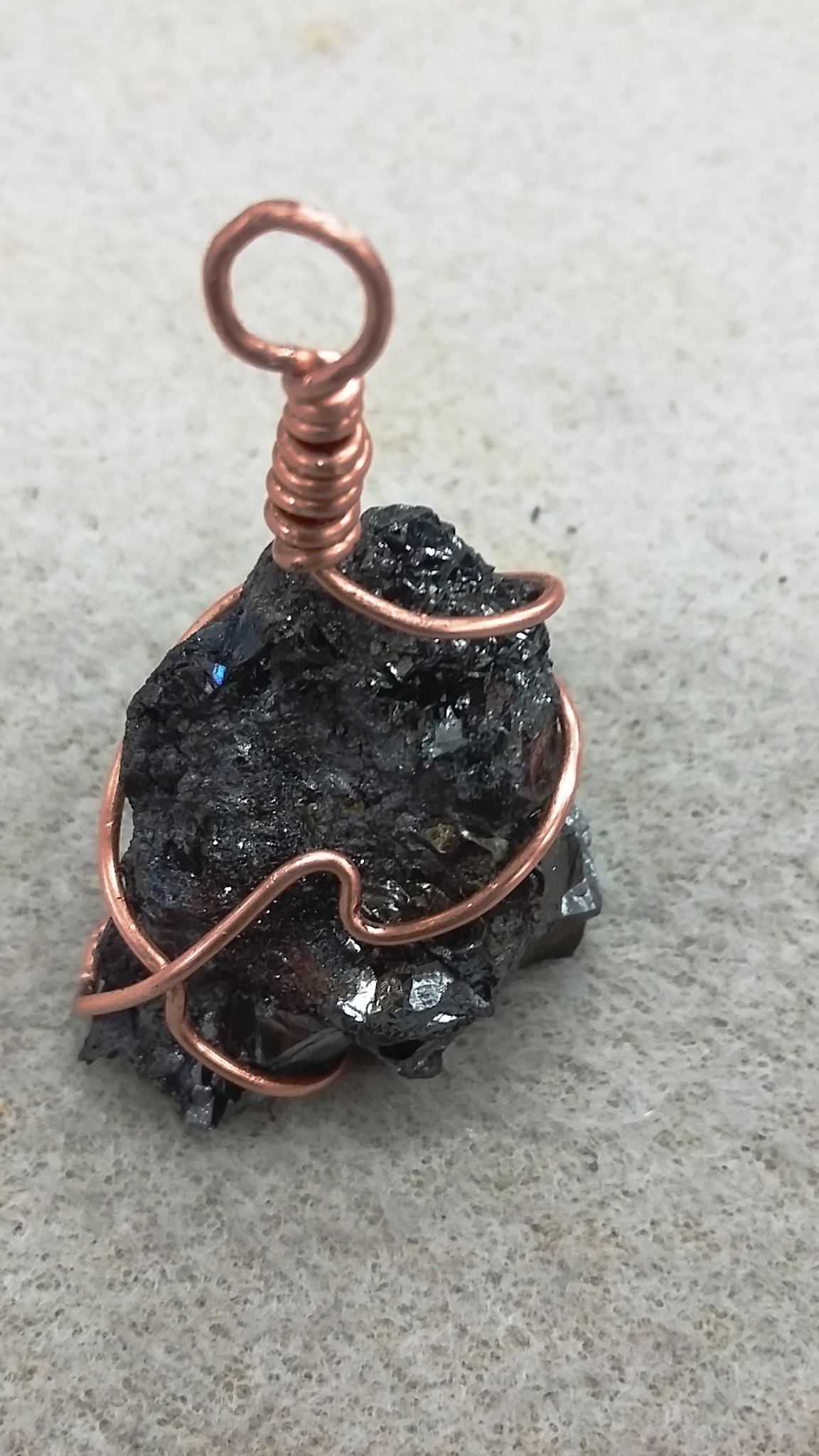 Wire wrapped Hematite pendant