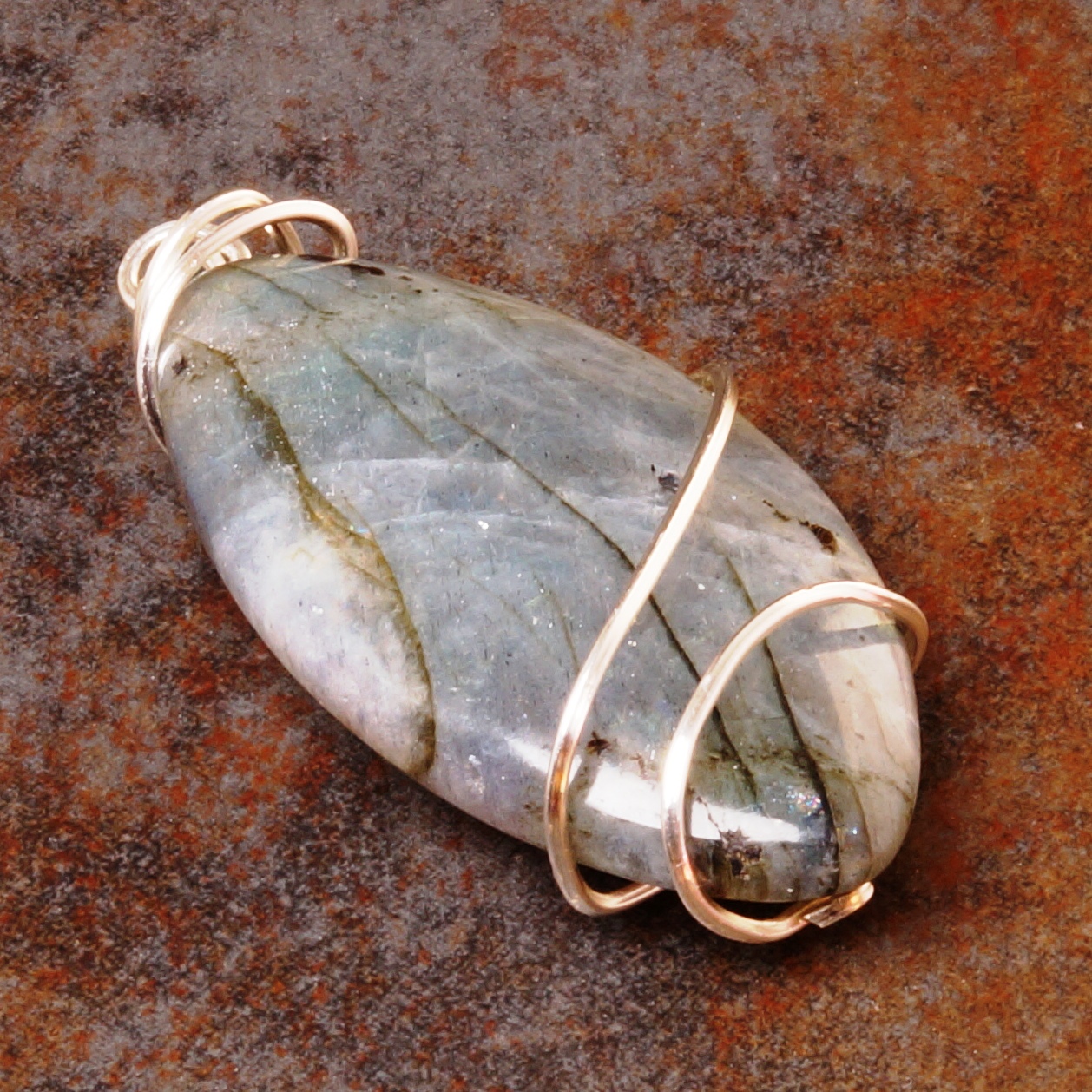 Handmade sterling silver wire wrapped Labradorite Pendant