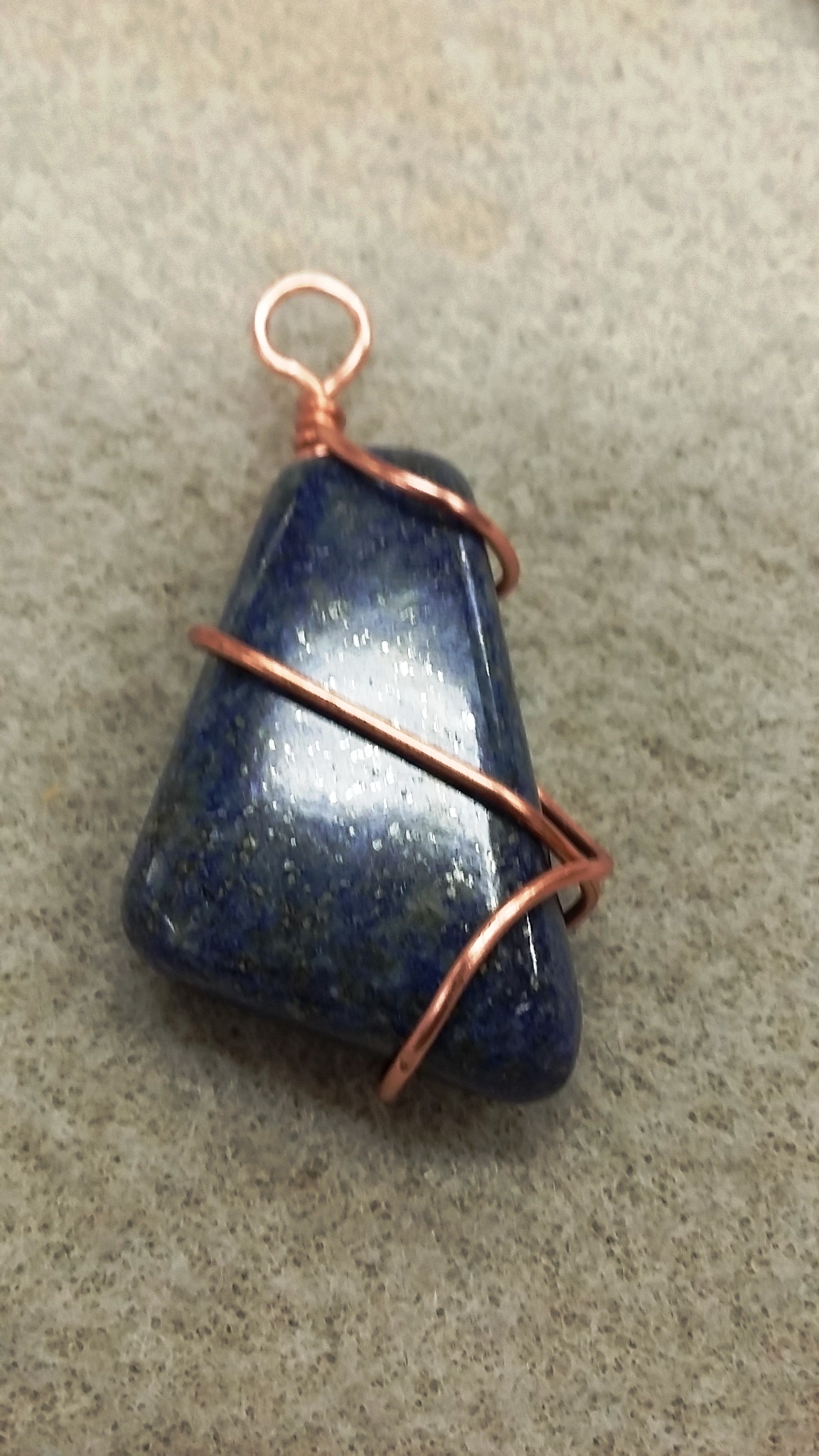 Wire wrapped lapis lazuli pendant