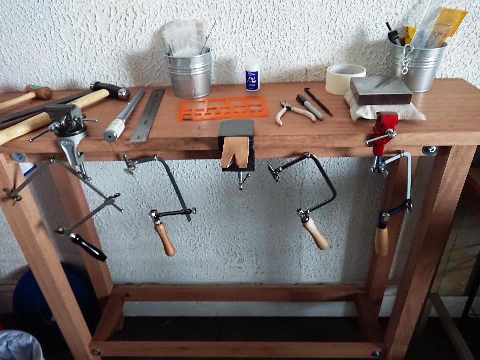 Handmade bespoke jewellers workbench made by Keith Turnings