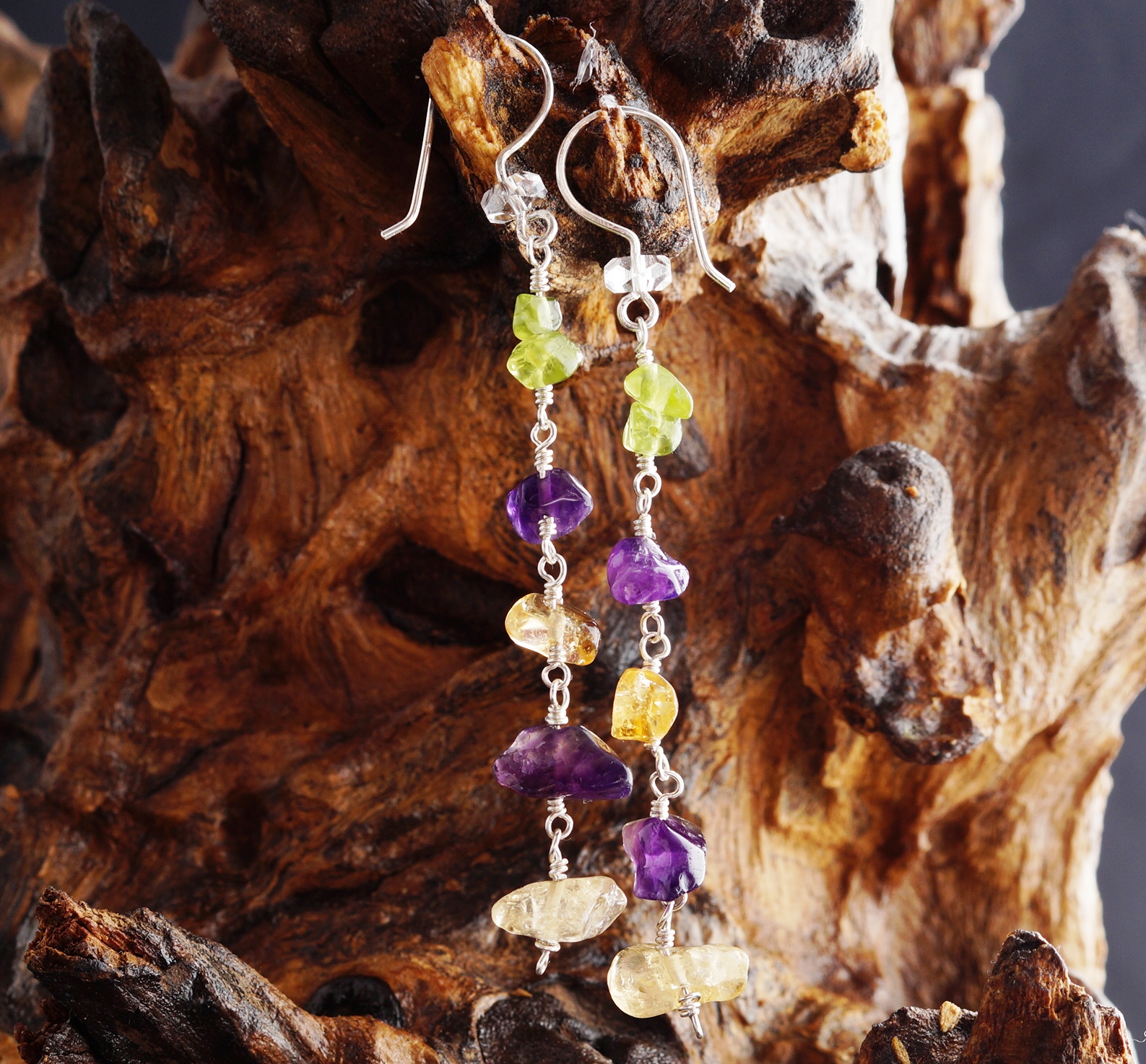 My Little Treat Amethyst Citrine and Peridot Earrings