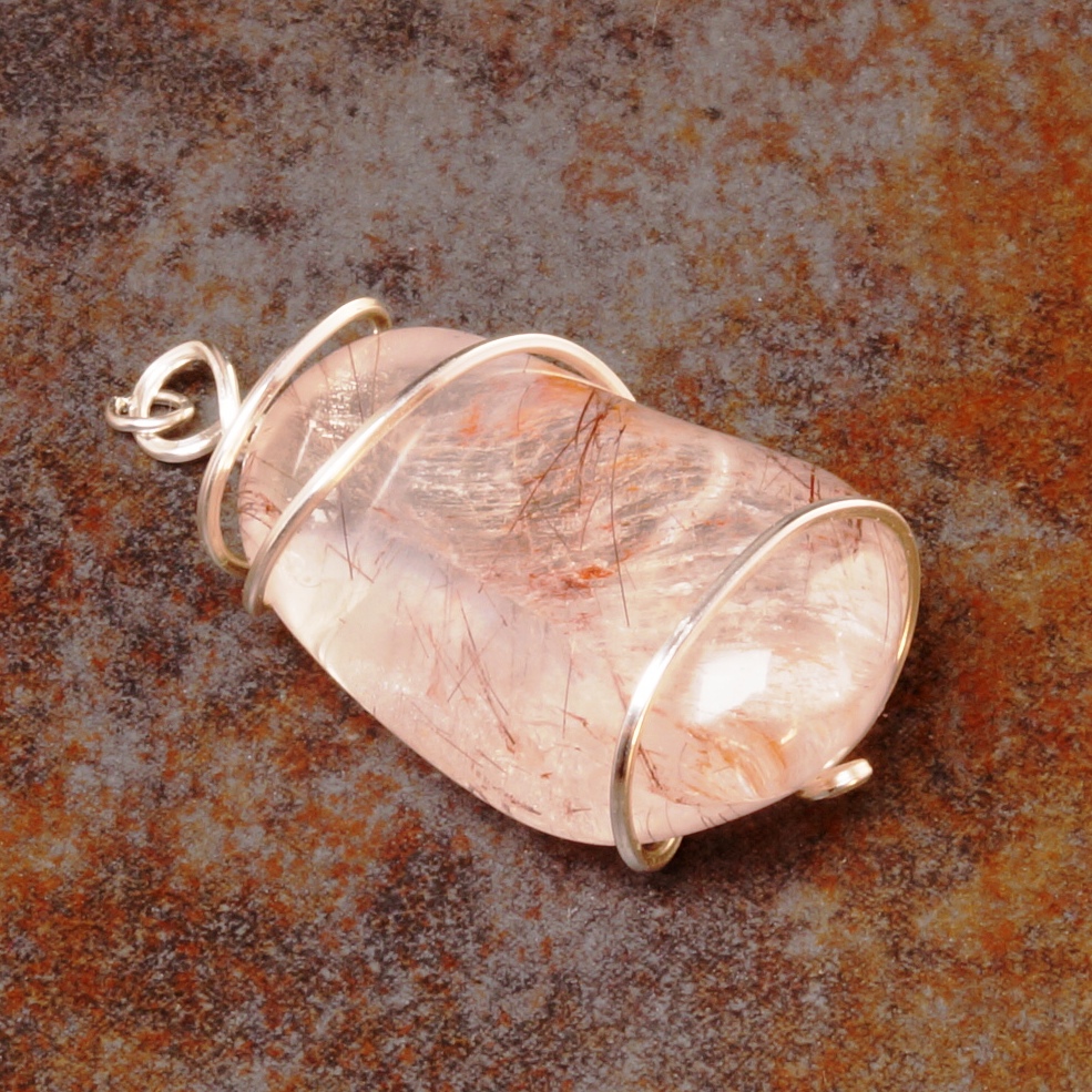 Handmade sterling silver wire wrapped Rutilated Quartz Pendant