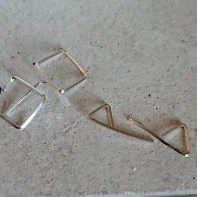 Handmade sterling silver triangle and square studs WIP