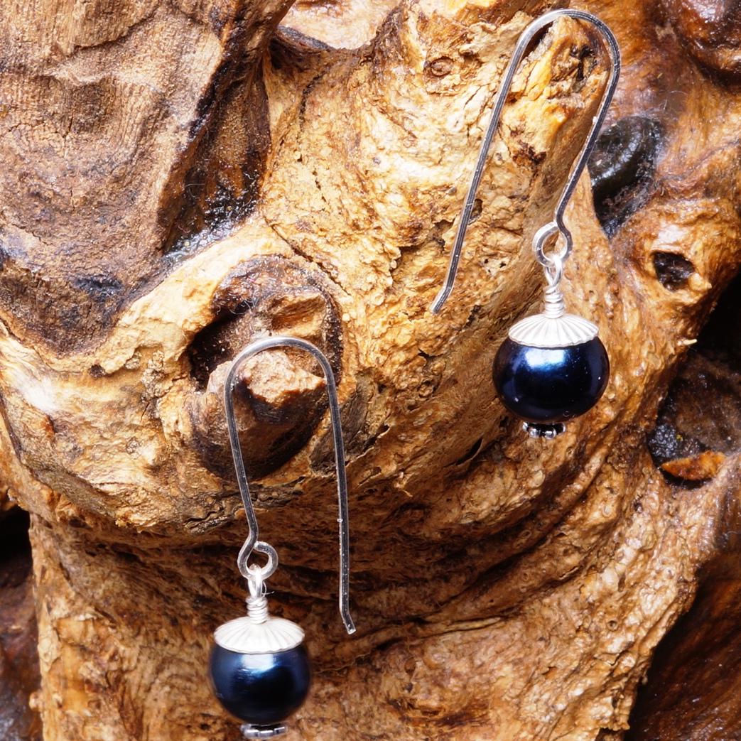 Handmade Sterling Silver Black FWP Earrings 05