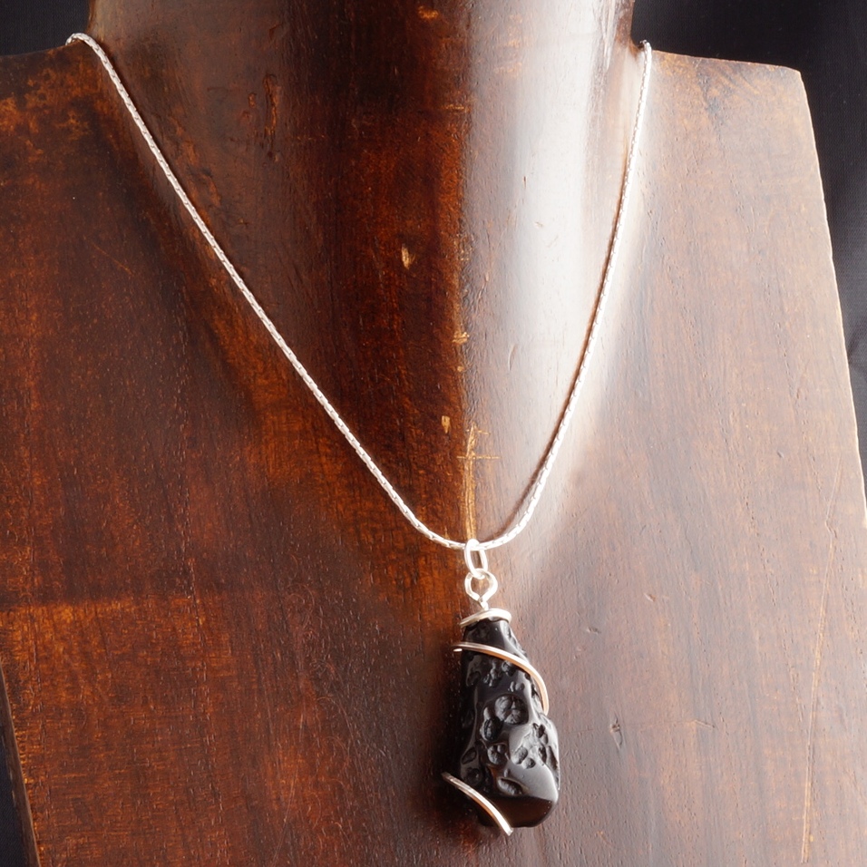Handmade sterling silver wire wrapped Tektite Pendant
