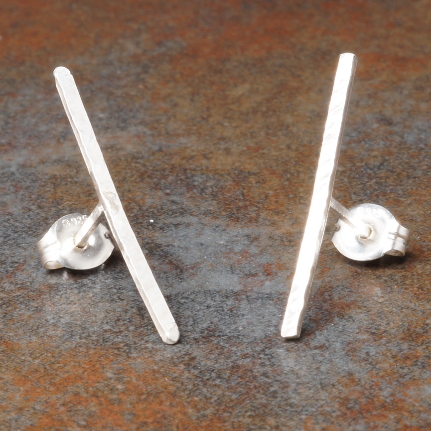 Handmade Sterling SIlver Textured T- Bar Earrings