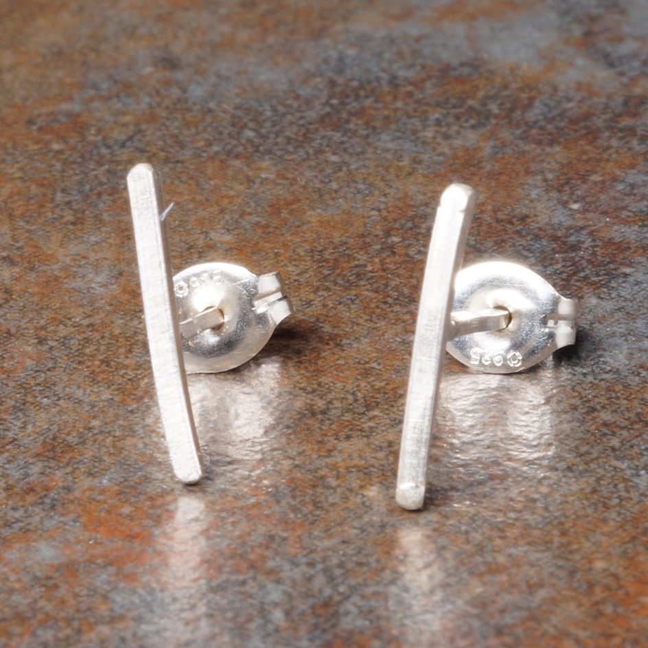 Handmade sterling silver bar Studs