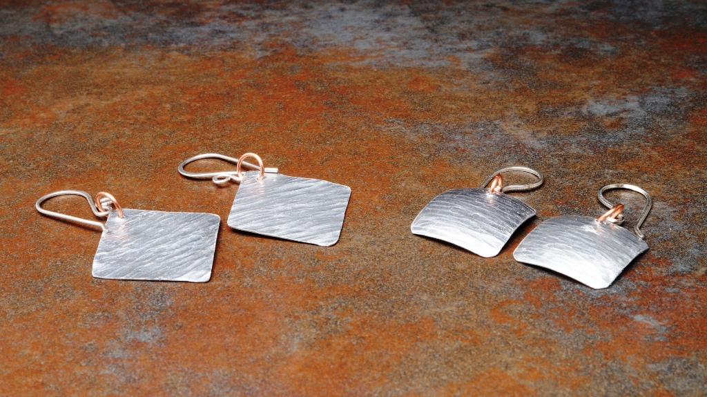 Minimalist Handmade Aluminum Geometric Dangle Earrings with sterling silver ear wires