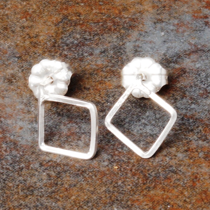 Handmade Sterling silver small diamond studs