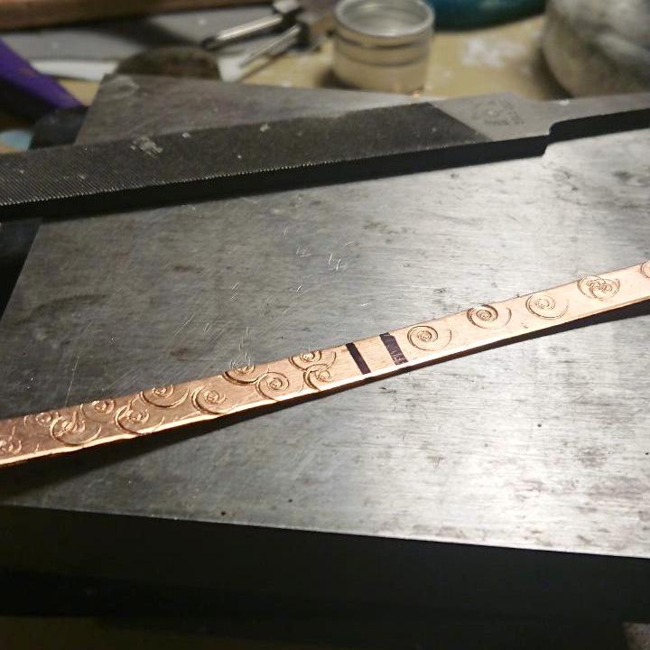Stamping Spirals on Copper Bezel wire