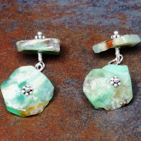 Handmade Sterling Silver Chrysoprase Cufflinks