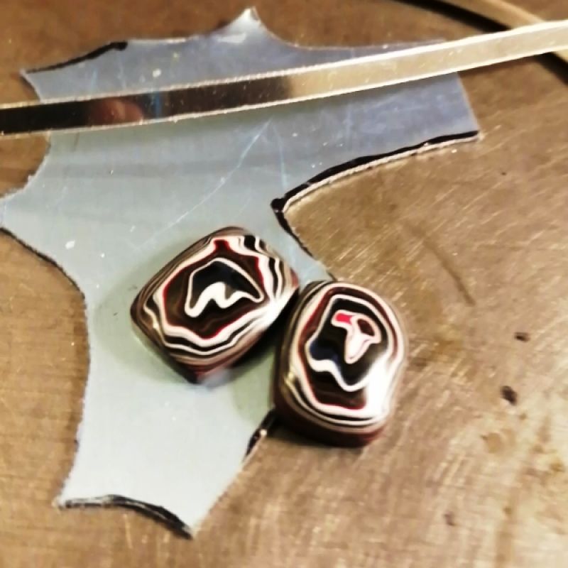 Handcrafted recycled fine and sterling silver bezel set rectangular Forditetagonal stamped ring