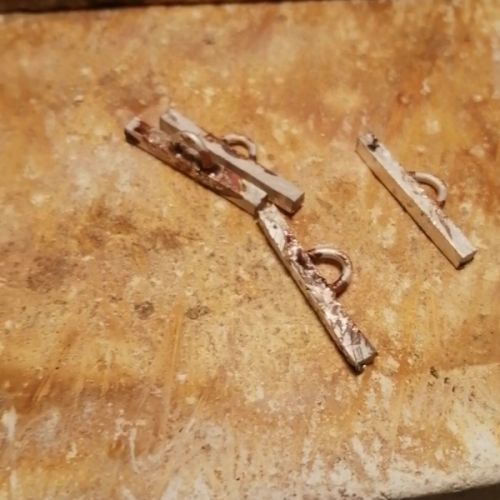 Handcrafted recycled sterling silver cufflinks settng for the Fordite