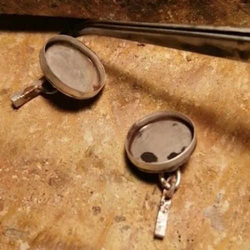 Handcrafted recycled sterling silver cufflink settings