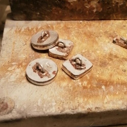 Handcrafted recycled sterling silver cufflinks settng for the Fordite