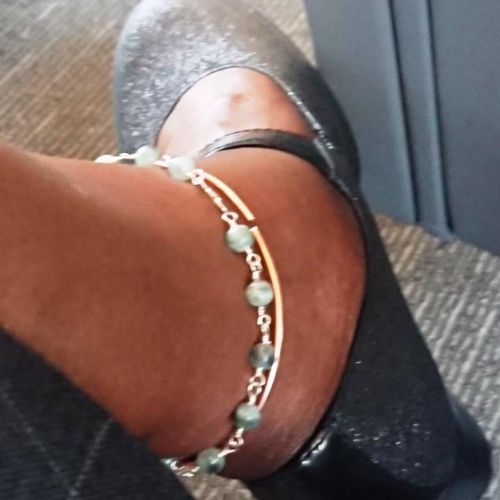 New copper anklet design with a jade wire wrapped anklet