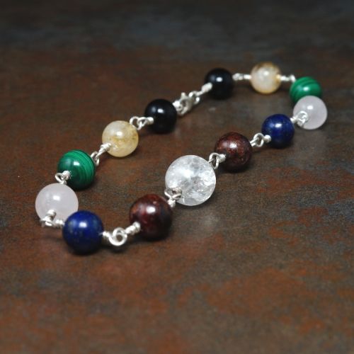 Commissioned handmade recycled sterling silver chakra bracelet