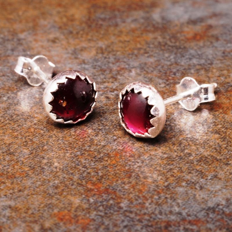 Handmade sterling silver garnet studs prize giveaway