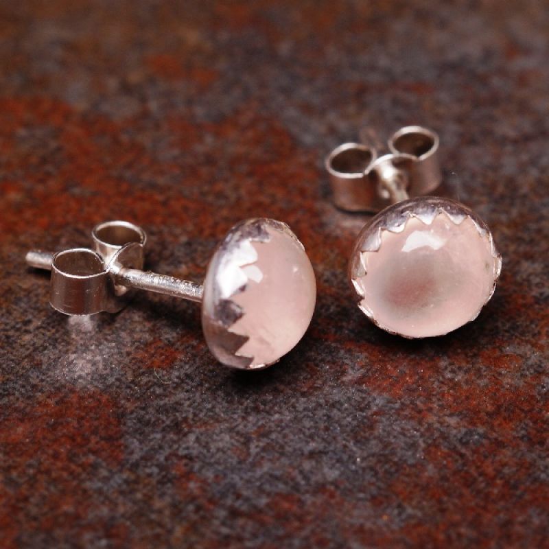 Handmade sterling silver rose quartz studs prize giveaway